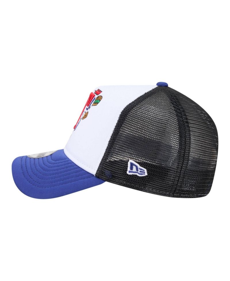 Big Boys and Girls White/Royal Texas Rangers Food A-Frame 9FORTY Trucker Adjustable Hat