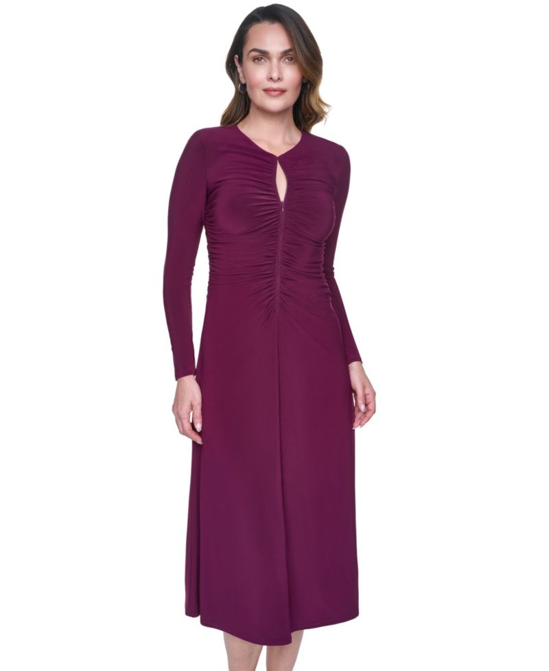 Women's Shirred Long-Sleeve Dress
