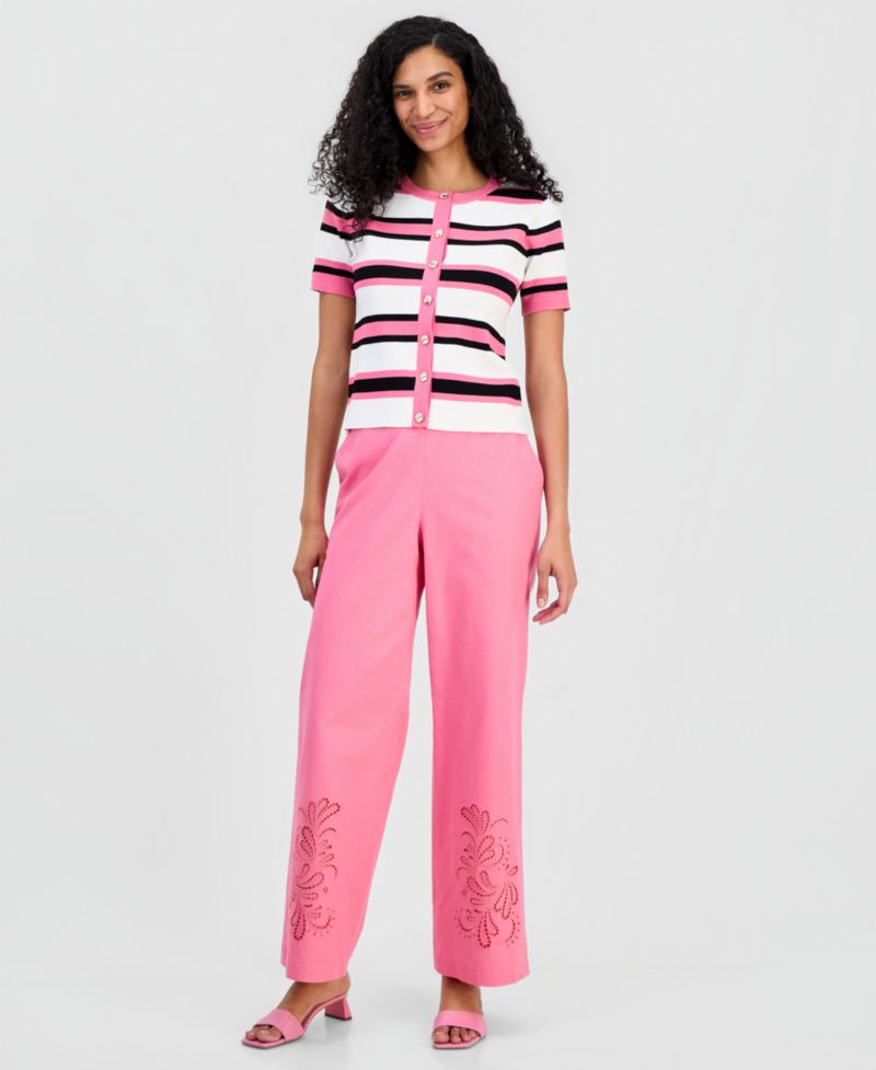 Women's Short-Sleeve Ribbed Cardigan