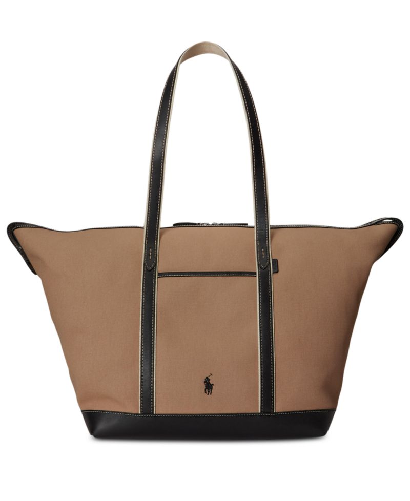 Women's Leather-Trim Canvas Large Shopper Tote