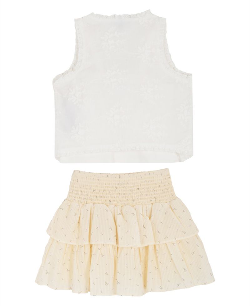 Girls' 7-12 Eyelet Vest, Cami and Floral Skort, 3-Piece Set