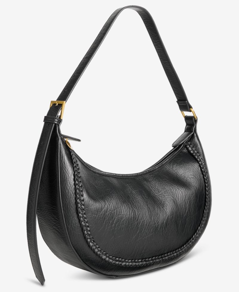Braided-Edge Crescent Bag