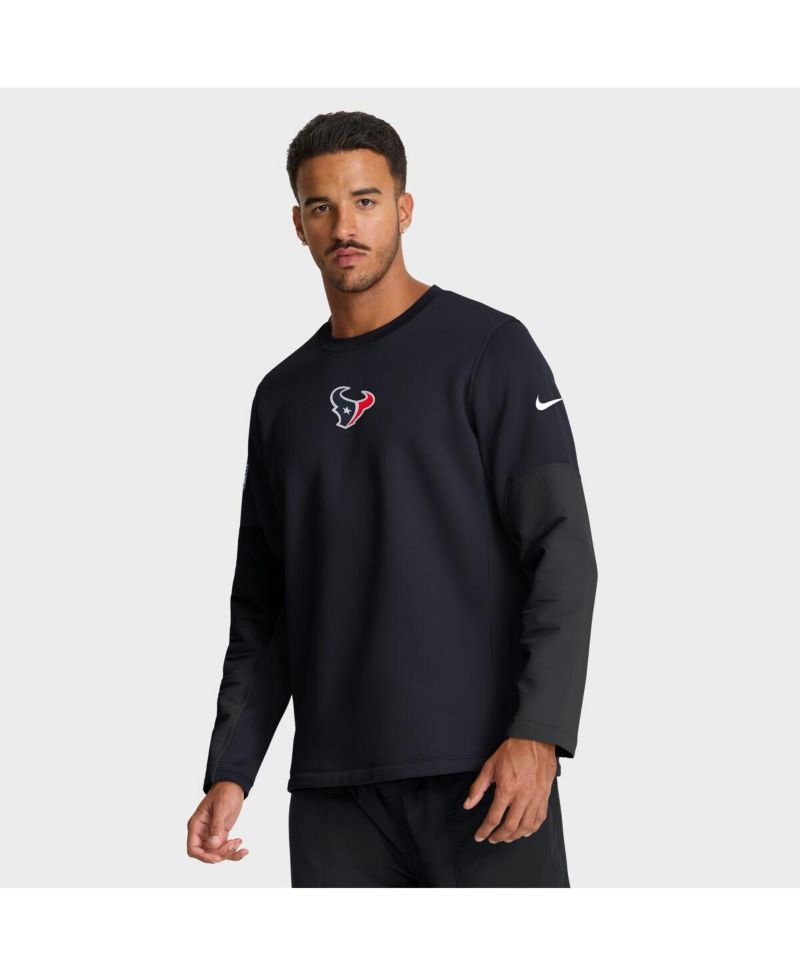Men's Navy Houston Texans Sideline Coach Therma-FIT Long Sleeve T-Shirt