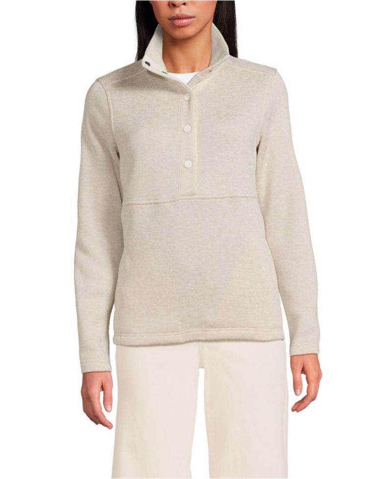 Women's Sweater Fleece Snap Neck Pullover Jacket