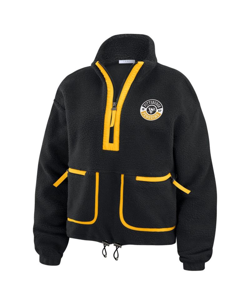 Women's Black Pittsburgh Penguins Polar Fleece Half-Zip Jacket