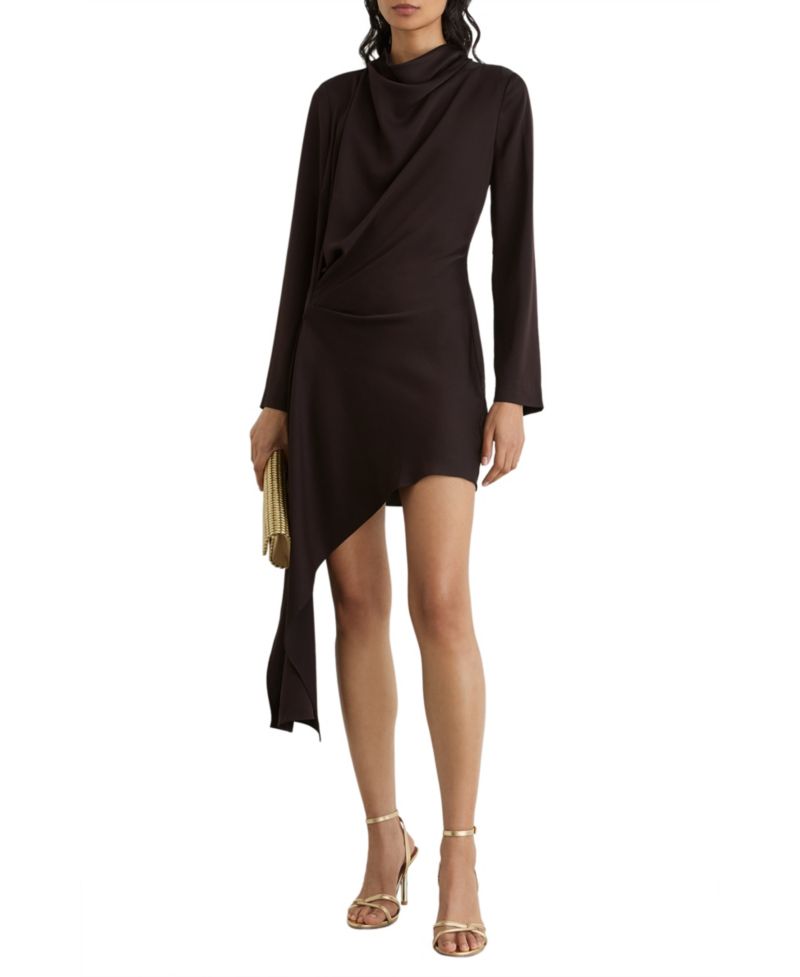 Women's Bethany Long-Sleeve Cowl Neck Asymmetric Hem Mini Dress