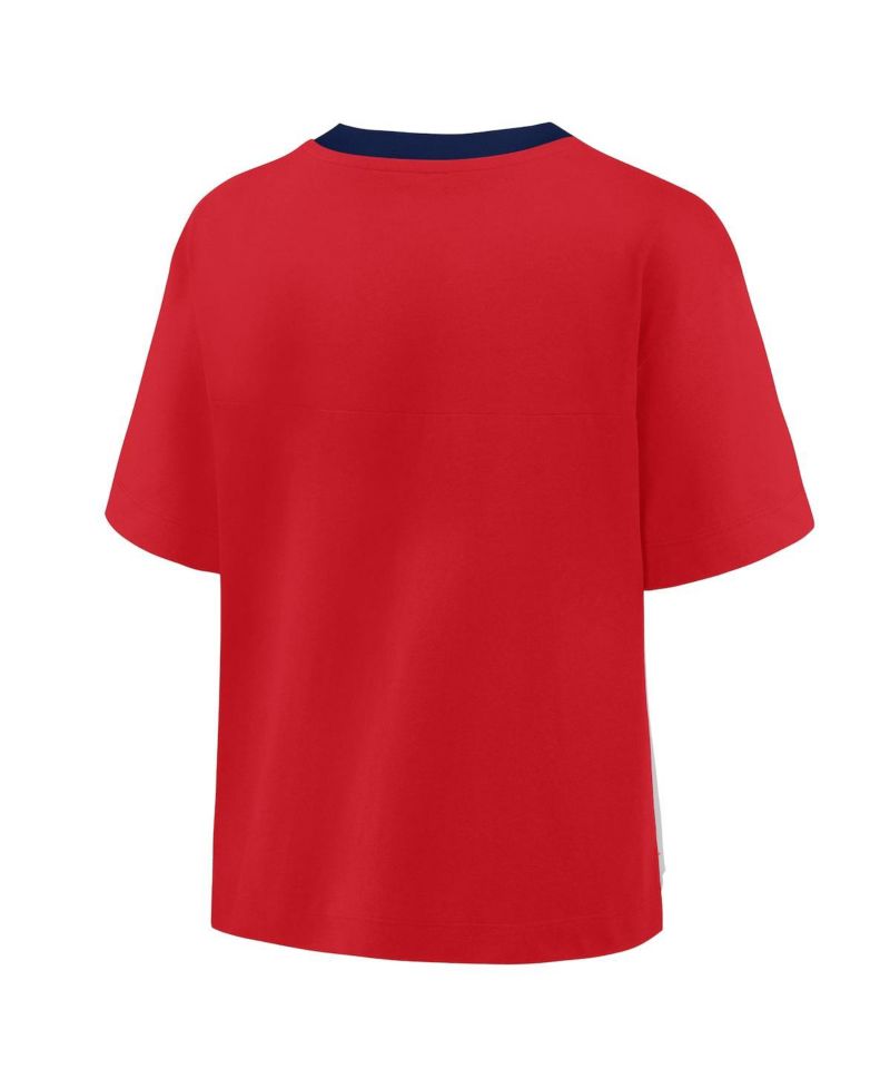Women's Red/Graphite St. Louis Cardinals Oversized Race To Win V-Neck T-Shirt