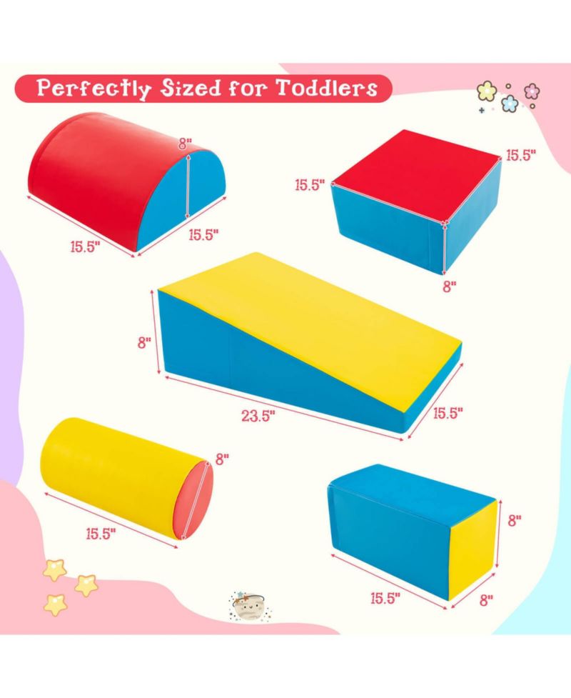 5PCS Kids Climb and Crawl Activity Playset Soft Foam Block Toddler Play Structure