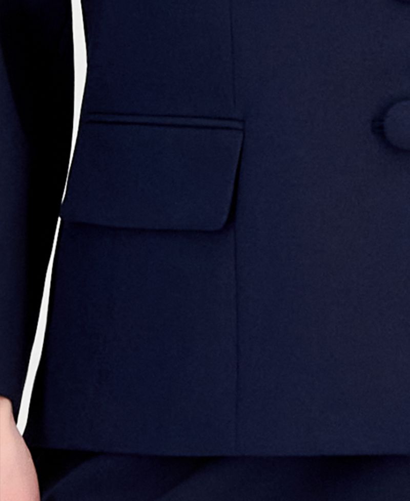 Plus Size Three-Button Notched Collar Blazer & Skirt Suit
