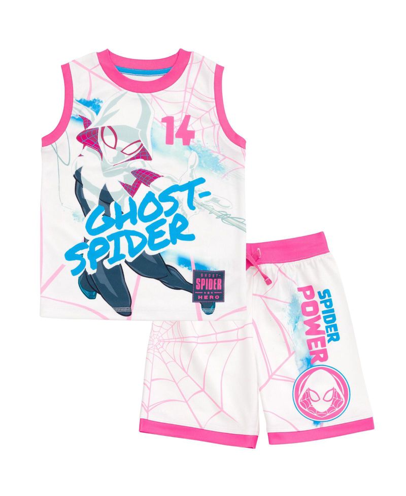 Girls Spider-Man Spider-Gwen Ghost Spider Tank Top and Bike Shorts to