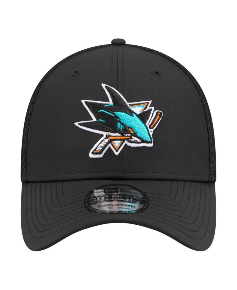 Men's Black San Jose Sharks Logo 39THIRTY Flex Hat
