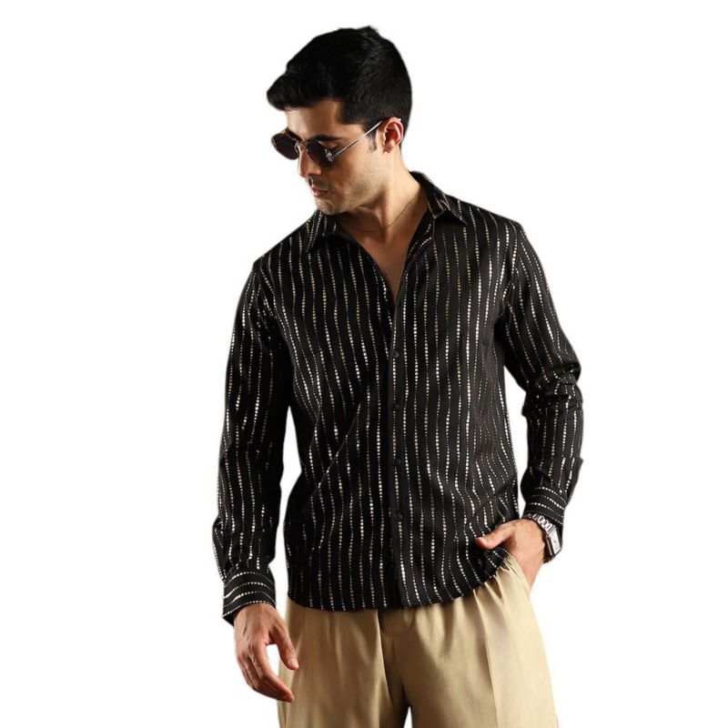 Men's Metallic-Vined Shirt