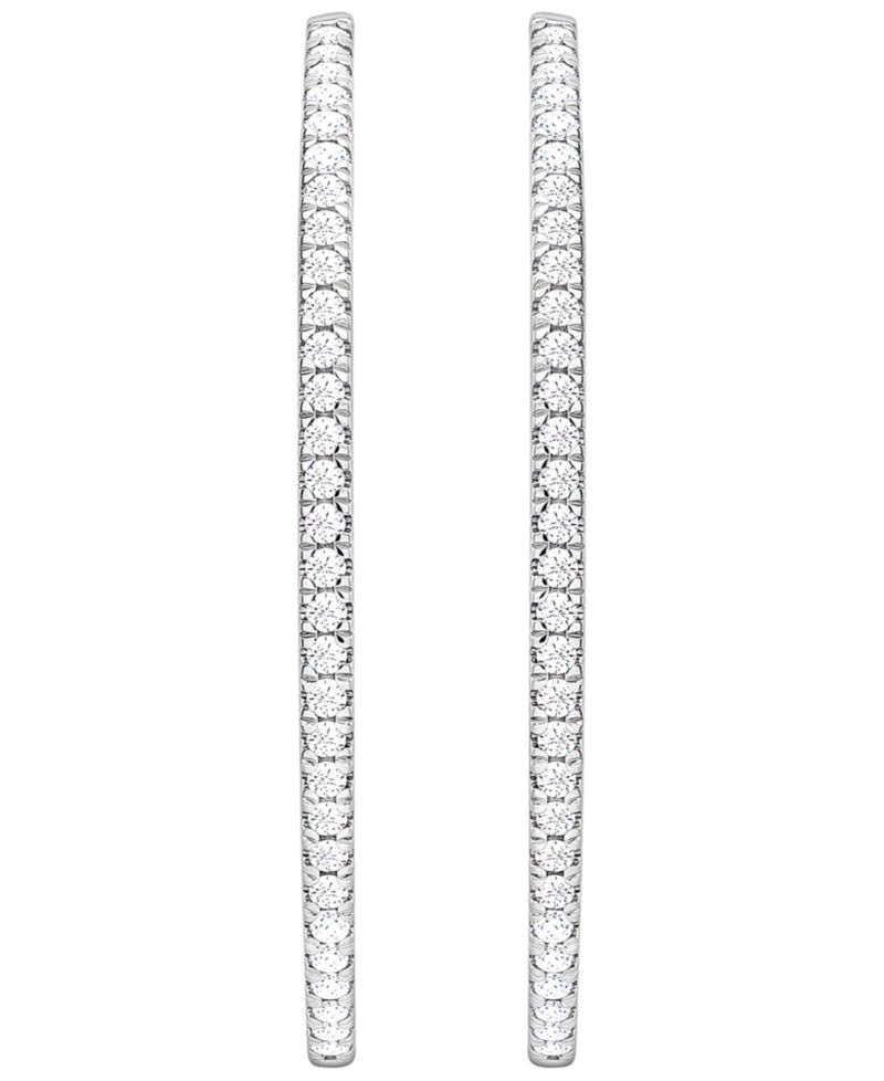 Diamond Hoop Earrings (1 ct. t.w.) in 14k White or Yellow Gold
