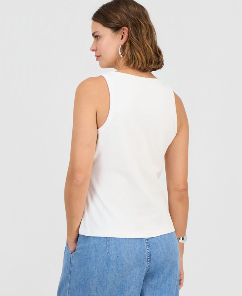 Women's Crochet & Crystal Embellished Trim Tank Top