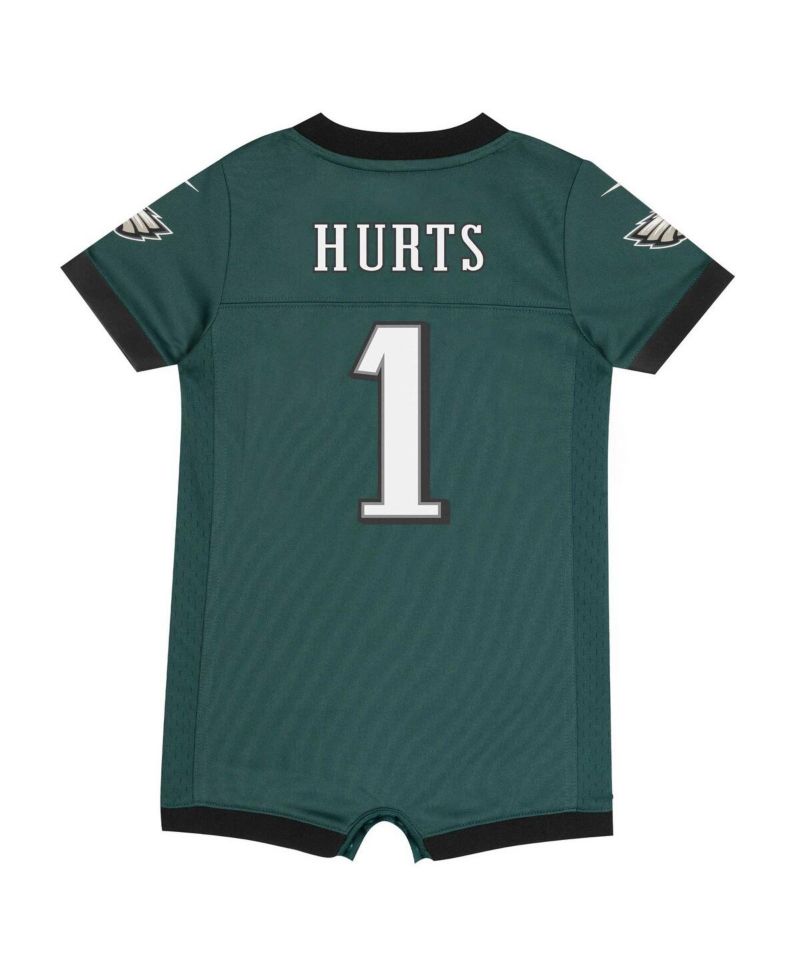 Newborn and Infant Boys and Girls Jalen Hurts Midnight Philadelphia Eagles Game Romper Jersey