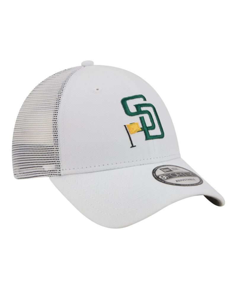 Men's White San Diego Padres Flag 9FORTY Trucker Adjustable Hat