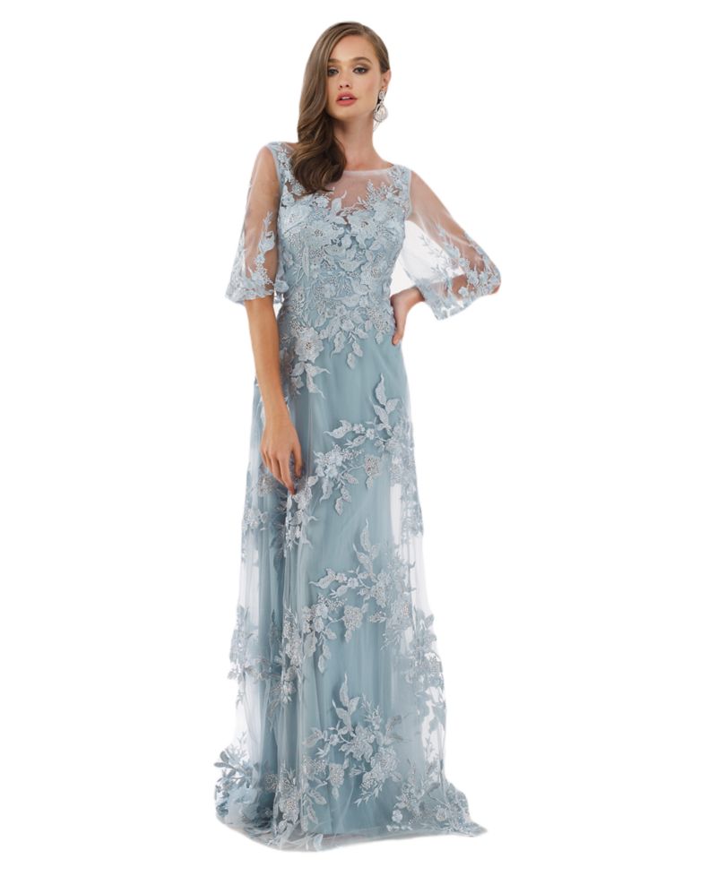 Women's Cape Sleeves A-line Lace Gown