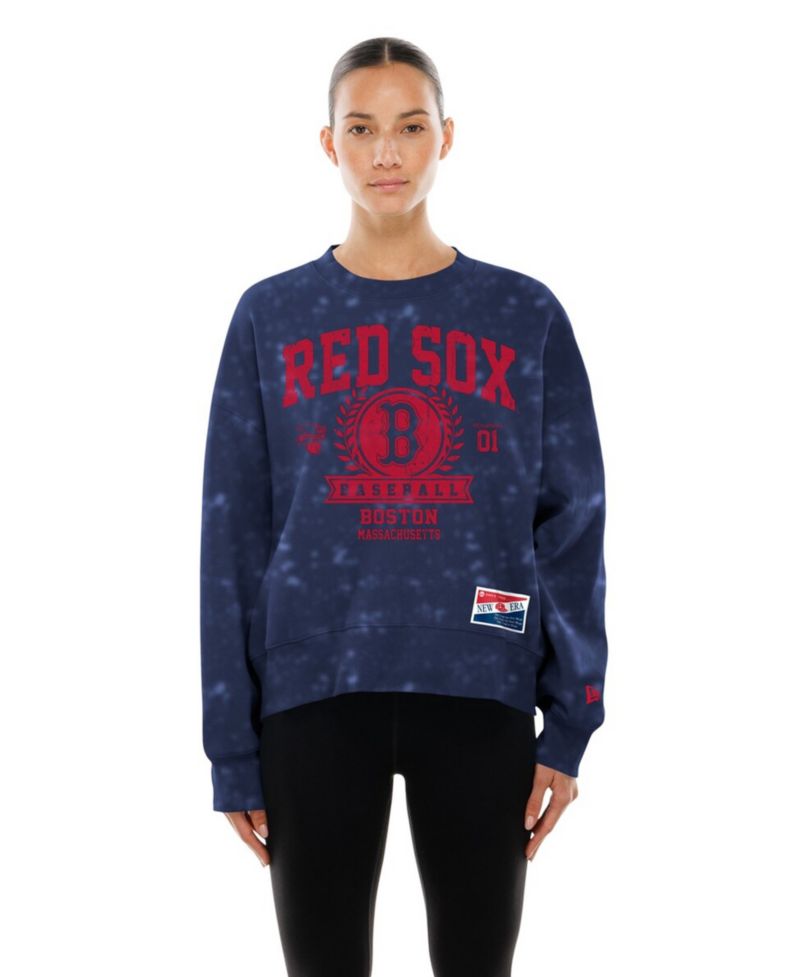 Women's Navy Boston Red Sox Throwback Oversized Boxy Sweatshirt