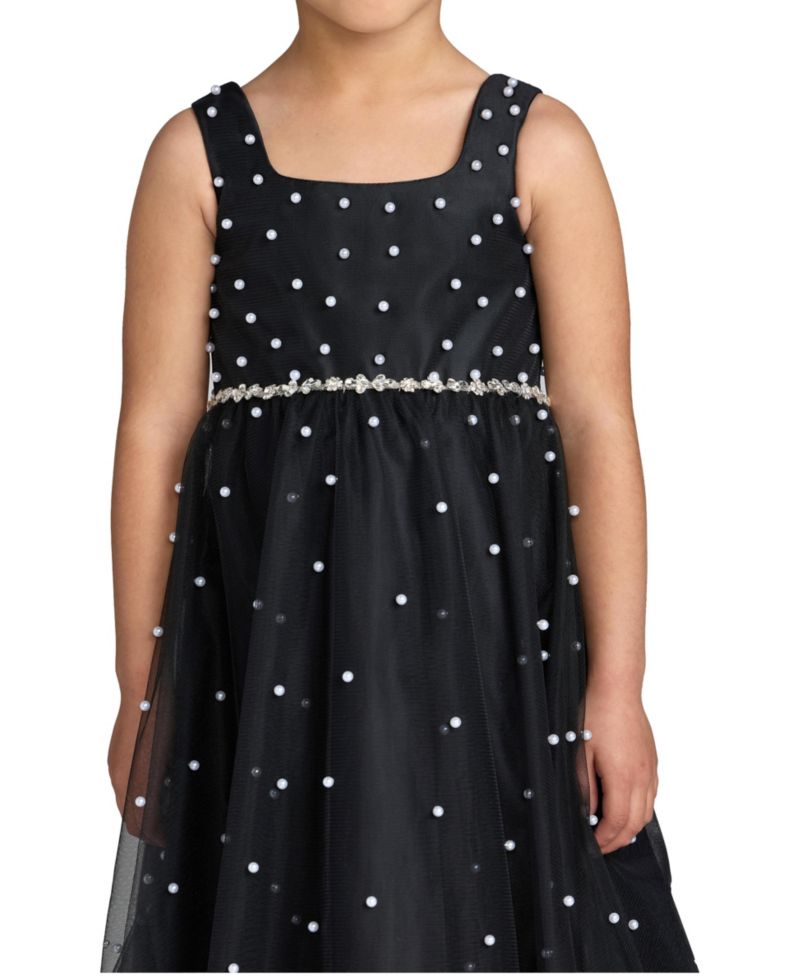 Big Girls Pearl Embellished Tulle Maxi Dress