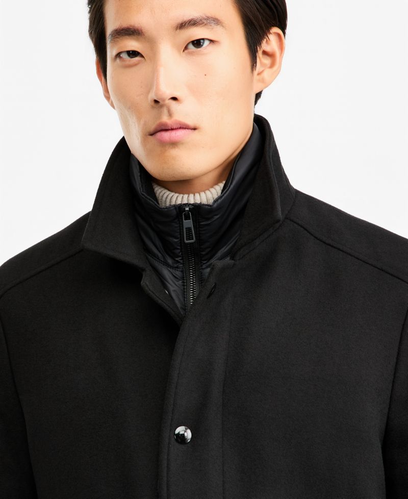 Men's Classic-Fit Bib Wool Blend Overcoat