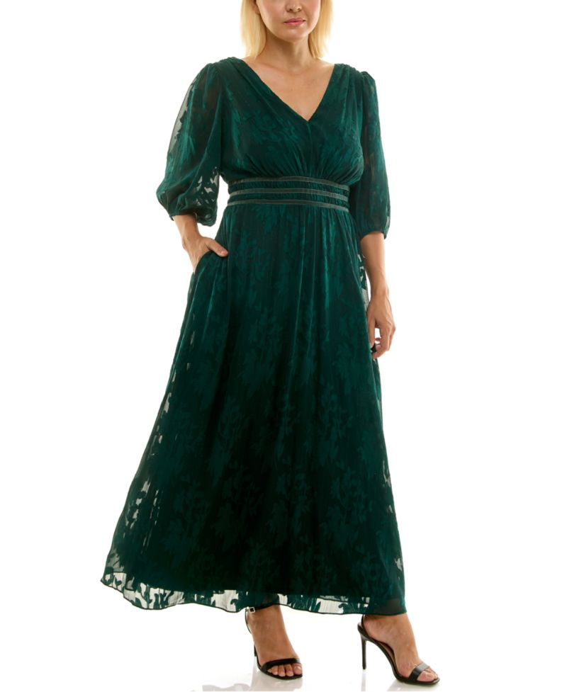 Plus Size Jacquard Chiffon Maxi Dress
