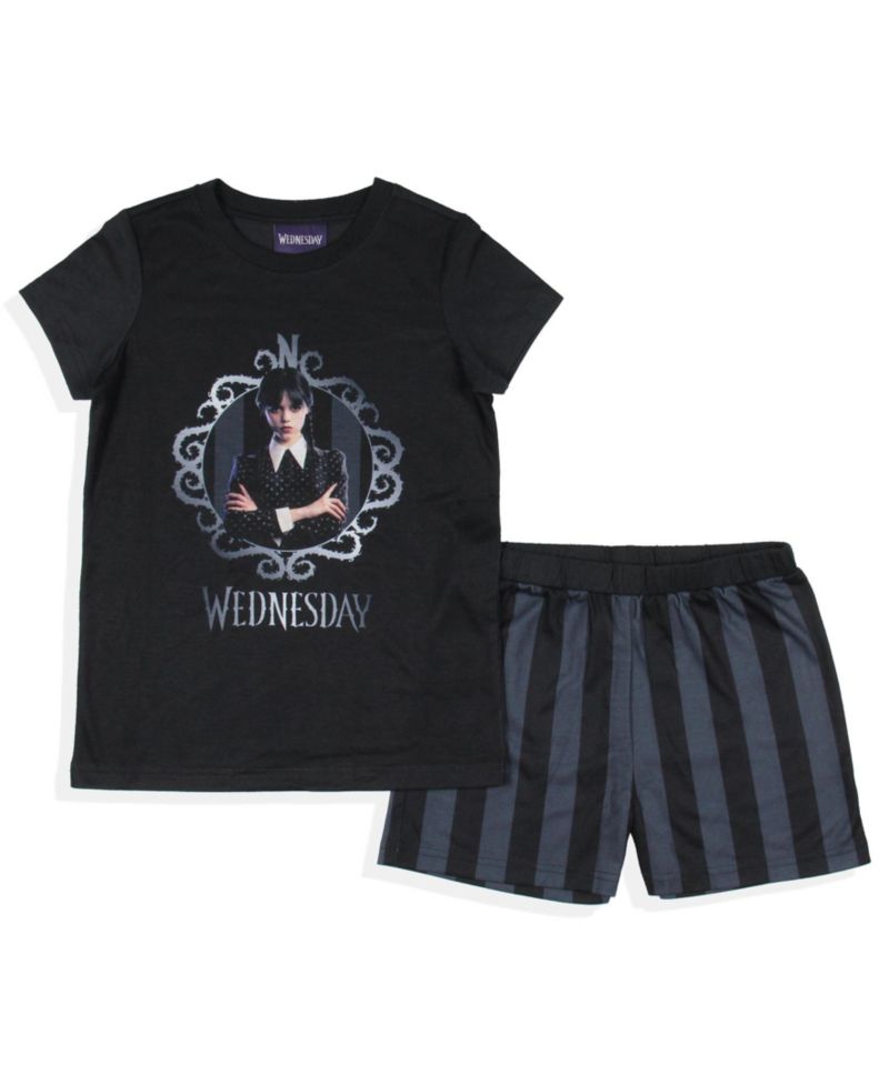 Addams Family Girls' Pajamas Tonight Was Torture 2 Piece Kids Sleep Short Set