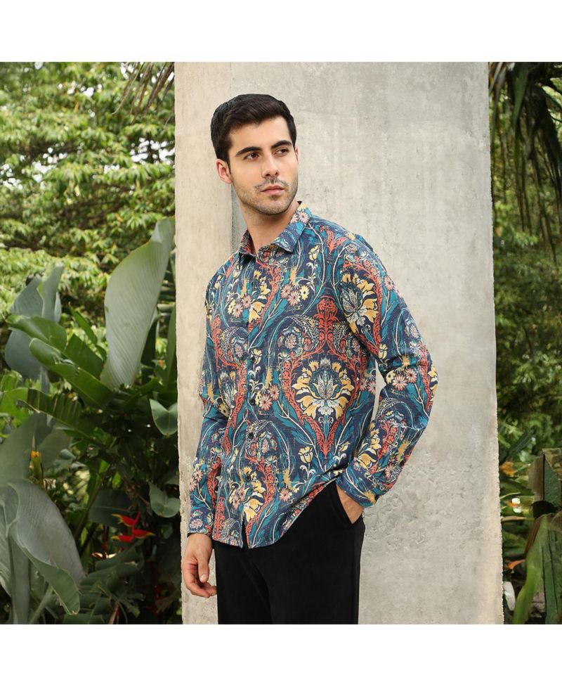 Men's Aegean Blue Floral-Opulance Shirt