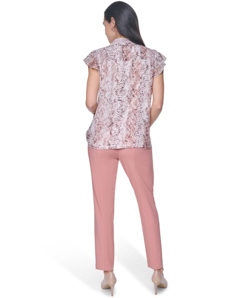 Women's Collared Ruffle Front Blouse