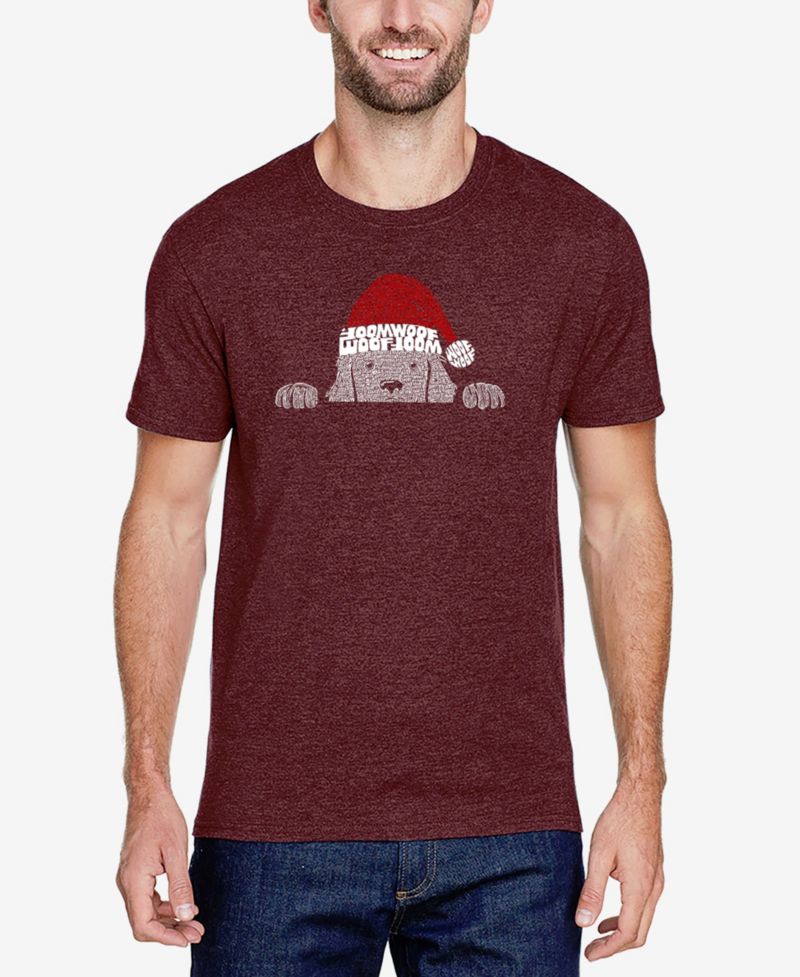 Men's Cotton/Poly Blend Word Art T-shirt - Christmas Dog