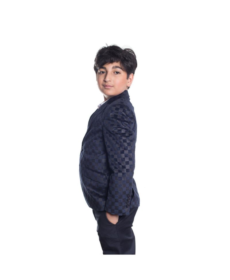 Toddler Navy Slim Fit Gingham Blazer