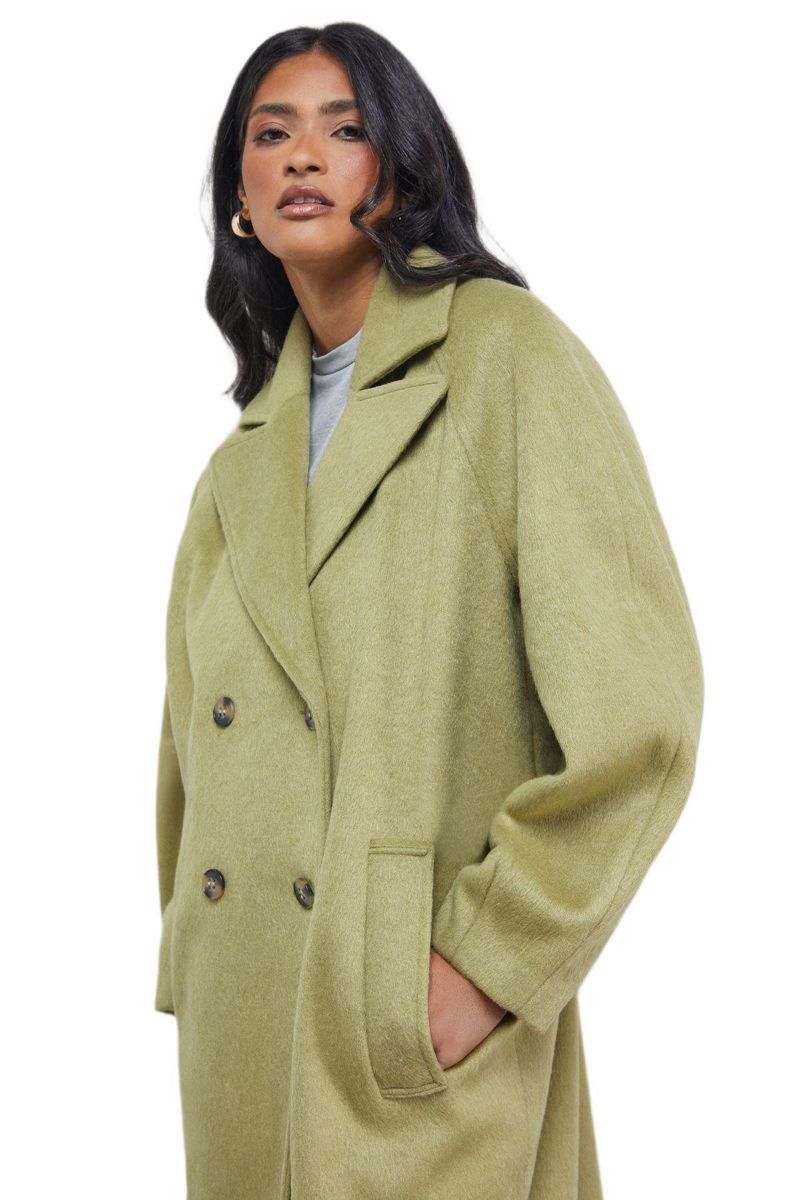 Women's Oversized Pleat Back Detail Maxi Coat
