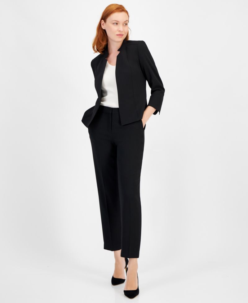Crepe Star-Collar Open-Front Blazer
