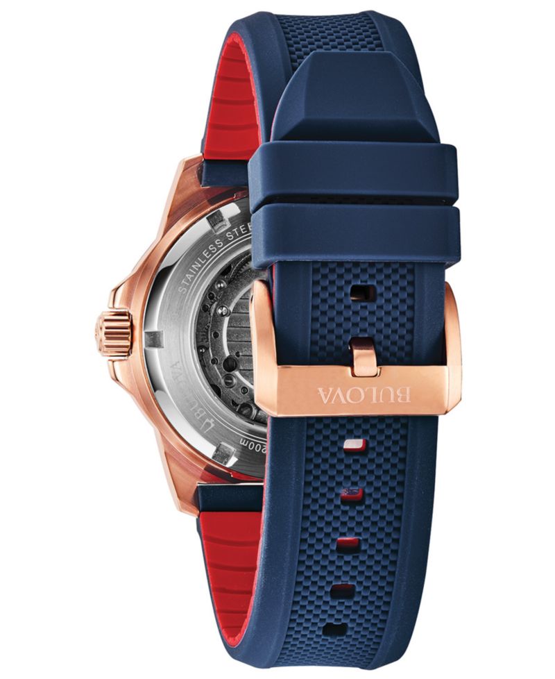 Men's Automatic Marine Star Blue Silicone Strap Watch 45mm