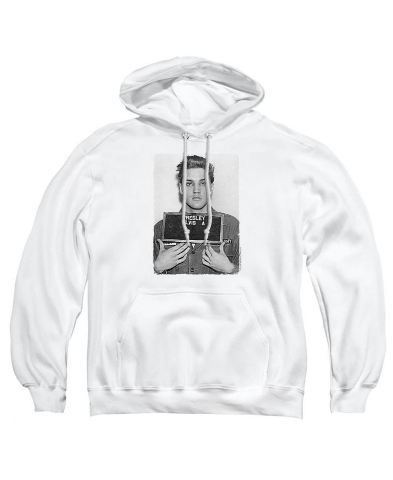 Men's Army Mug Shot Graphic Kangaroo-Pocket Cotton-Polyester Blend Pullover Hoodie