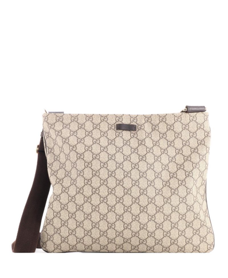 Large Zip Top Messenger Bag GG Coated Canvas