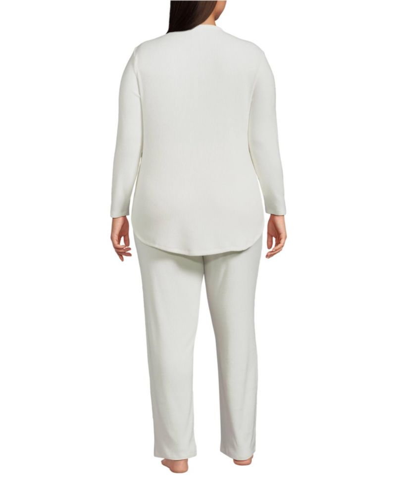 Plus Size Cozy 2 Piece Pajama Set - Long Sleeve Top and Pants