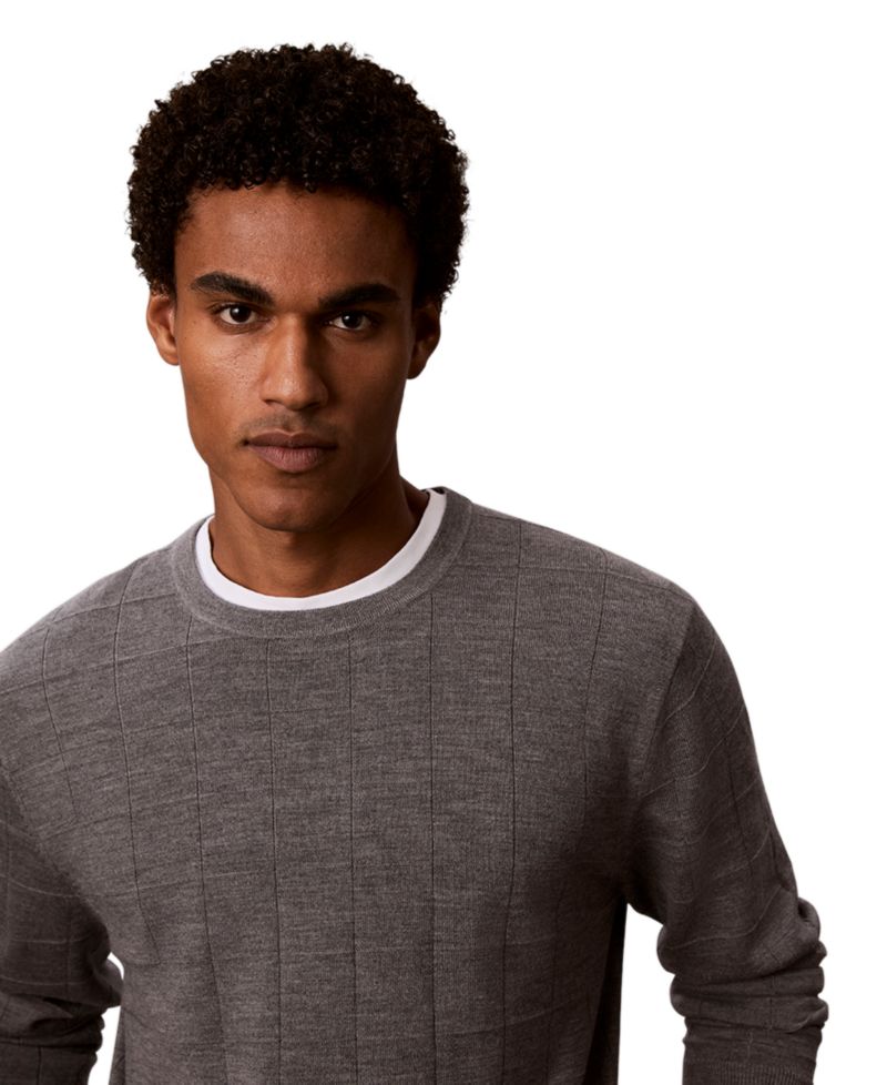 Men's Merino Grid Lightweight Crewneck Sweater