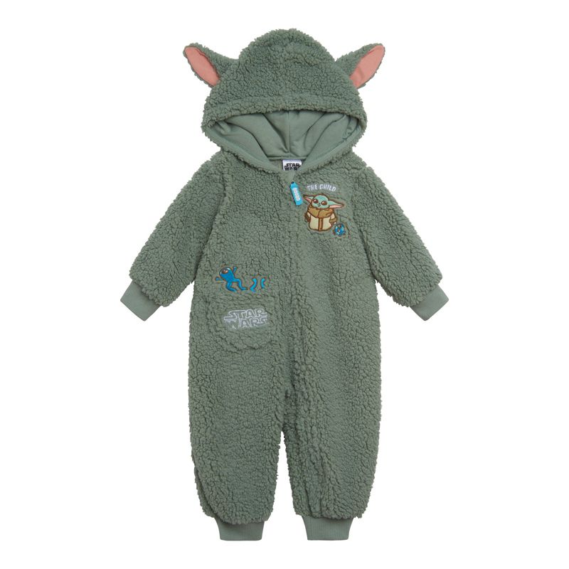 Baby Boys The Mandalorian Grogu Cozy Sherpa Zip Up Cosplay Coverall