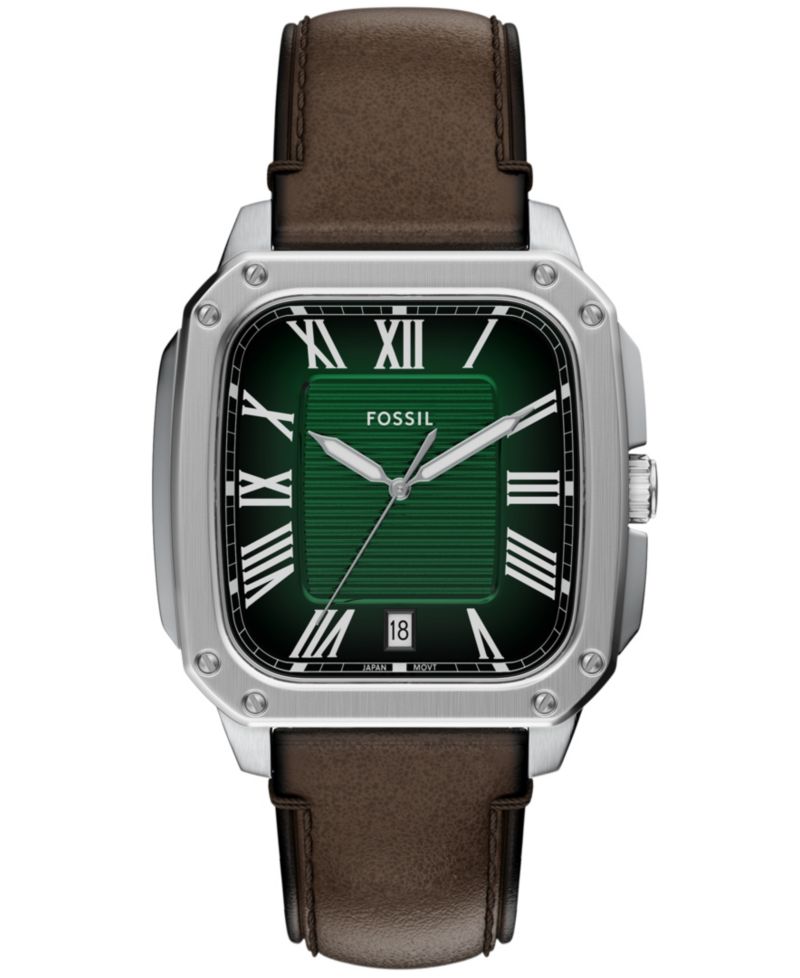 Men's Crosby Three-Hand Brown Leather Watch, 42mm