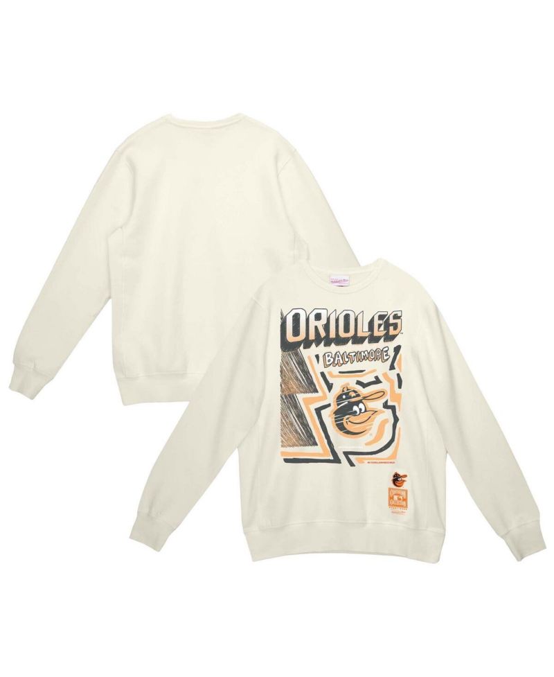 Men's Cream Baltimore Orioles Sidewalk Sketch Pullover Hoodie