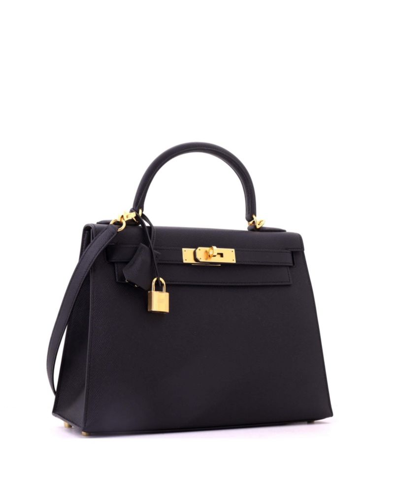 Pre-Owned Hermes Kelly 28 Handbag Black Epsom with Gold Hardware