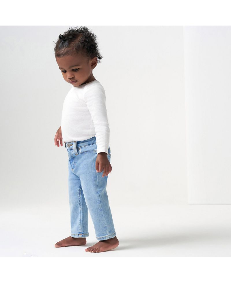 Baby Boys Neutral Straight Fit Jeans With Elastic Back
