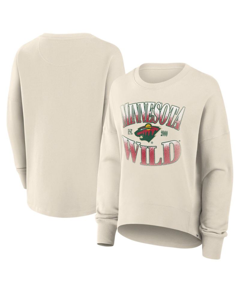 Women's Cream Minnesota Wild Oversized Slice Pullover Sweatshirt