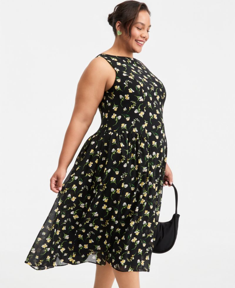 Plus Size Drop-Waist Midi Dress
