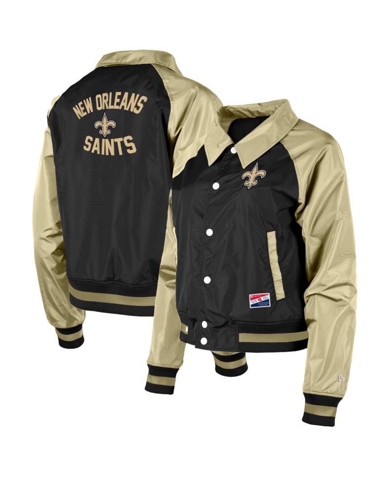 Women's Black New Orleans Saints Coaches Raglan Full-Snap Jacket