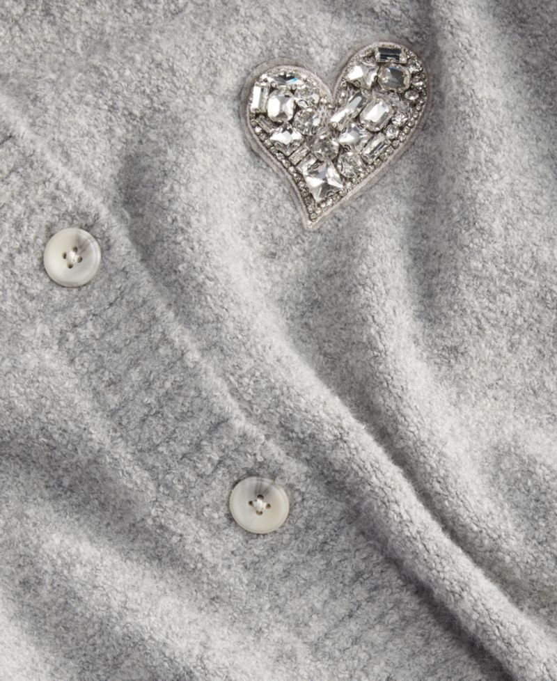 Women's Embellished Heart Cardigan Sweater