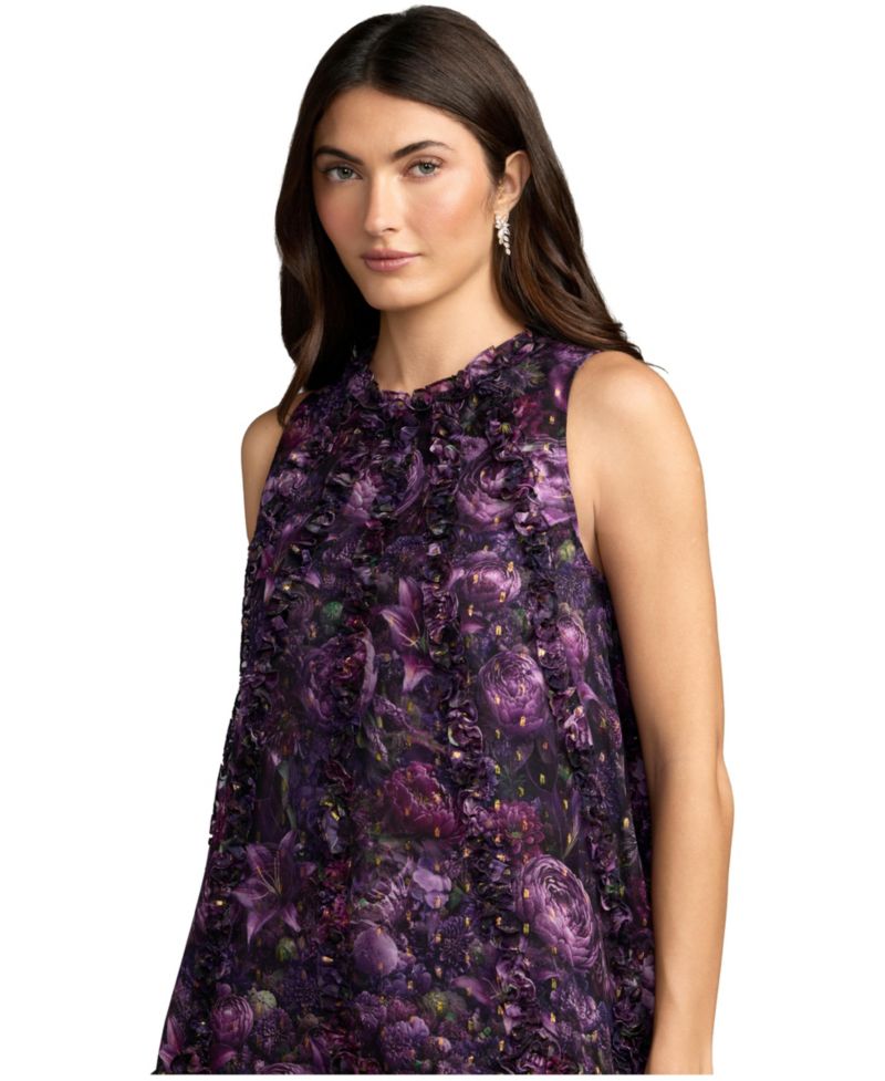 Women's V-Neck Sleeveless Tiered Chiffon Gown
