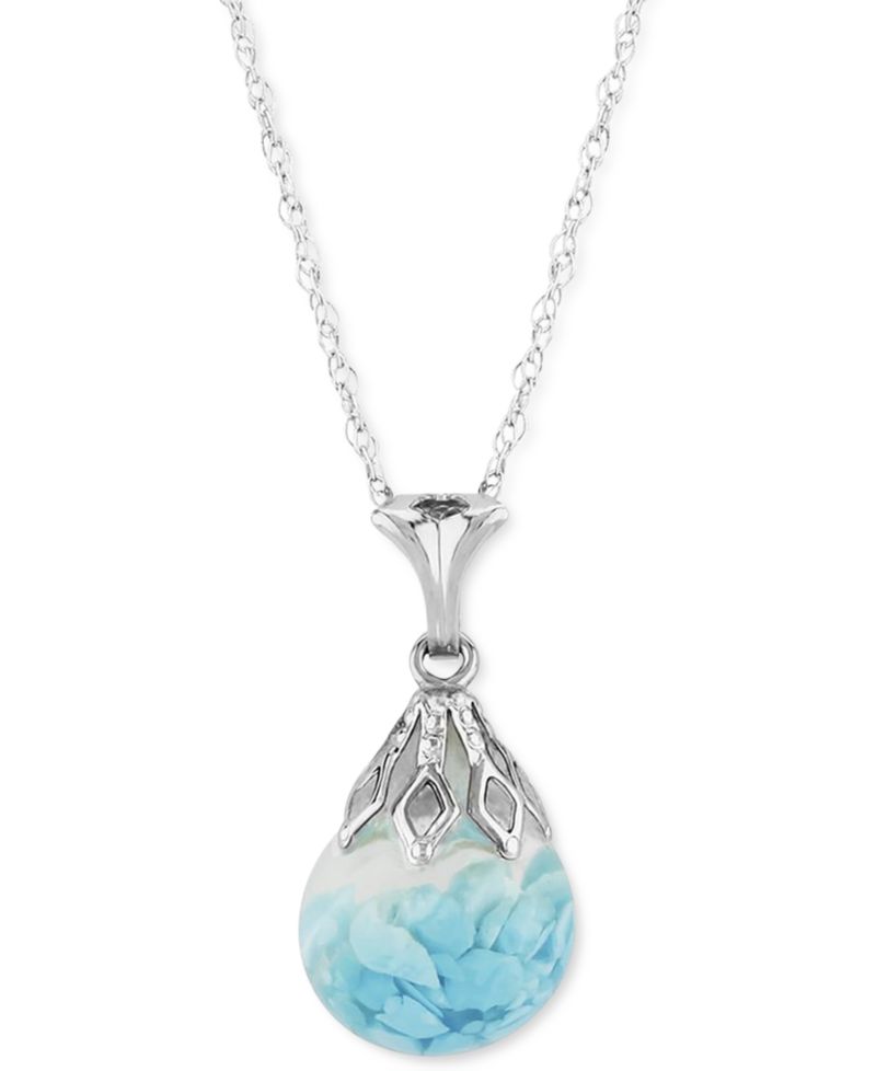 Turquoise Flake Bulb 18" Pendant Necklace in Sterling Silver