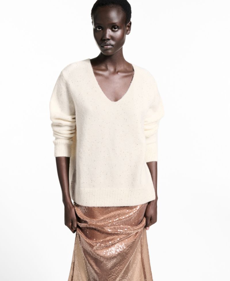 Women's V-Neck Sequin Sweater