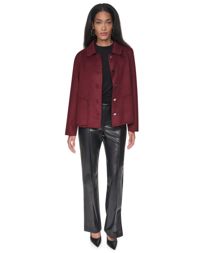 Women's Wool-Blend Button-Front Shirt Jacket